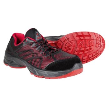 Παπούτσια εργασίας Talan Walker S1P A145. Άνετα και ελαφριά με προστασία δακτύλων. Σε μαύρο-κόκκινο χρώμα.
