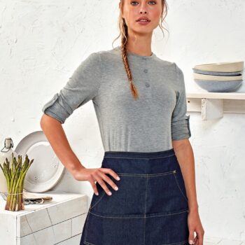 Unisex Τζίν Ποδιά Μέσης PR125 PREMIERE με εξώραφα, τσέπη 4 θέσεων και αντικέ πριτσίνια.