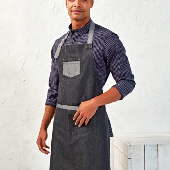 Ολόσωμη Ποδιά Τζίν Δίχρωμη PR127 'DOMAIN' PREMIERE με χρωματικές αντιθέσεις, τσέπη στυλό και μεταλλική αγκράφα.