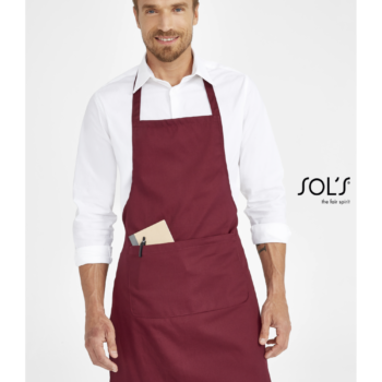 Μακριά Ποδιά Με Τσέπη GRAMERCY - 01744 σε μαύρο χρώμα με μεγάλη ενιαία θήκη και σταθερό λαιμό.