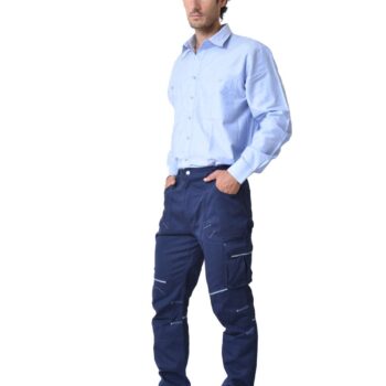 Βαμβακερό πουκάμισο εργασίας ERGOLINE μακρυμάνικο με δύο τσέπες και πιστοποίηση CE Cat 1.