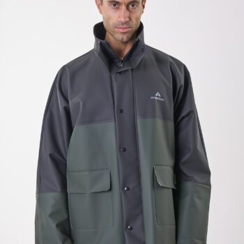 Road® long Anorak μαύρο & πράσινο λαδί